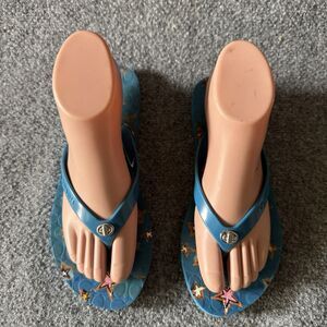 Coach Abbigail Flip Flop Sandals Blue Star Logo Rubber Women's US 8 UK 6 EU 38